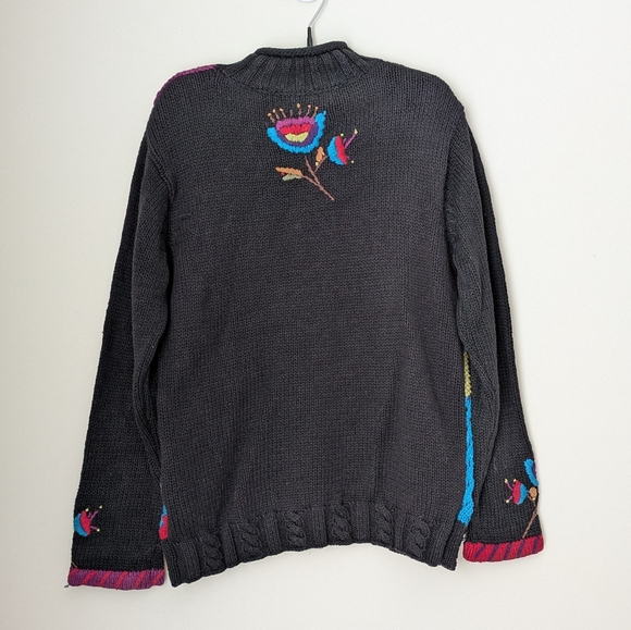 Vintage Coldwater Creek Patchwork Crochet Granny Square Knit Sweater - Picture 8 of 9